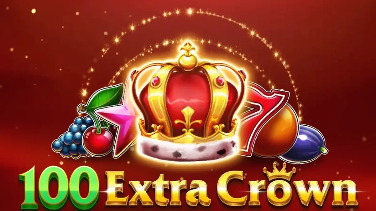 Tampilan visual slot 100 Extra Crown dengan simbol buah dan mahkota